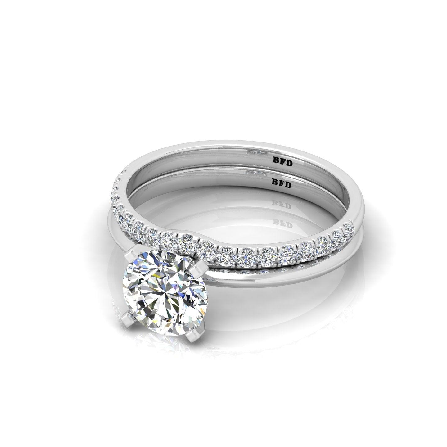 Certified Round Diamond Solitaire Ring With Matching Band 1.50Carat E/VS