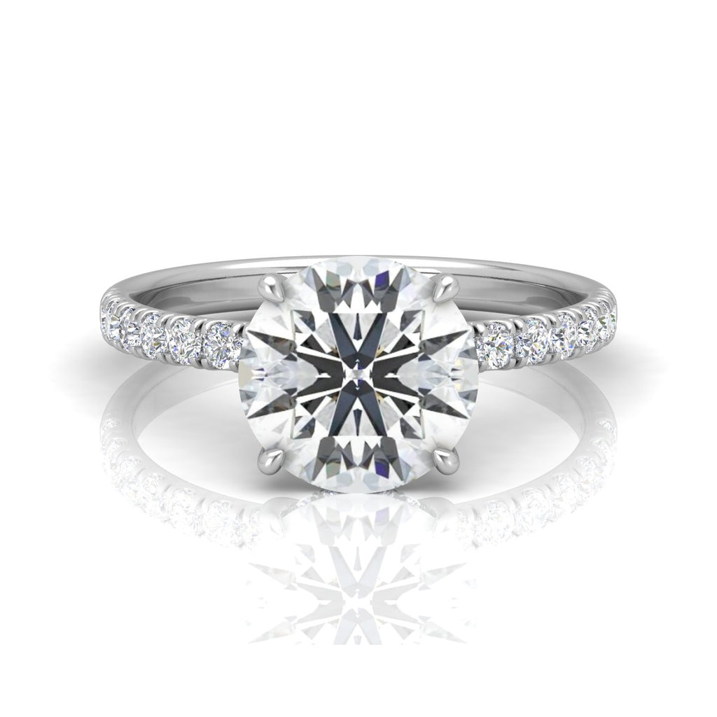 Classic Hidden Halo Pave Set Engagement Ring - Round