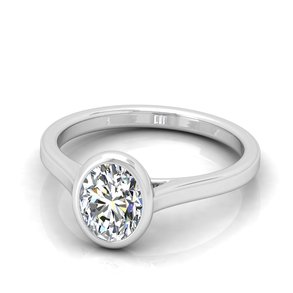 18k Yellow Gold All Shape Comfort Fit Bezel Set Solitaire Engagement Ring