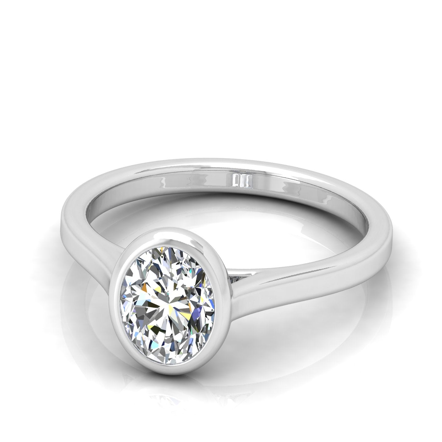 18k Yellow Gold All Shape Comfort Fit Bezel Set Solitaire Engagement Ring