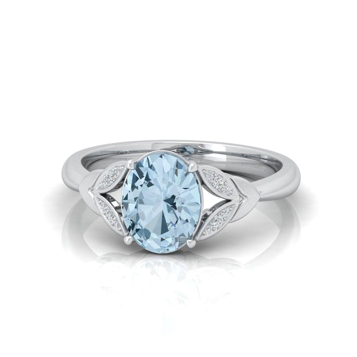 2.00 Ct Natural Blue Aquamarine Diamond Designer Ring - amadadiamonds
