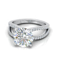 Round Diamond Split Shank Engagement Ring in 18k Gold / Platinum 3.50Ct