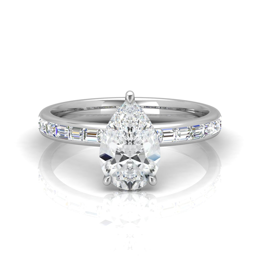 Classic Hidden Halo Channel Set Engagement Ring - Pear