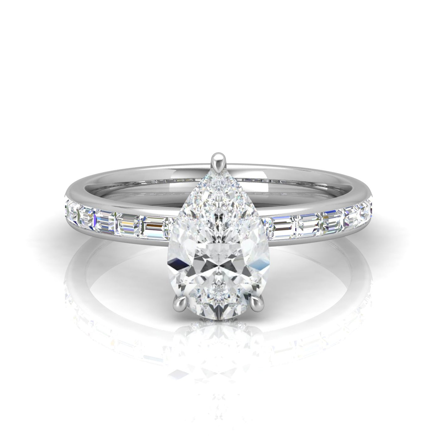 Classic Hidden Halo Channel Set Engagement Ring - Pear