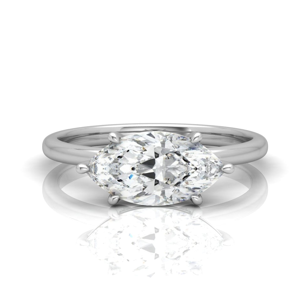 Classic East-West Solitaire Engagement Ring - Marquise