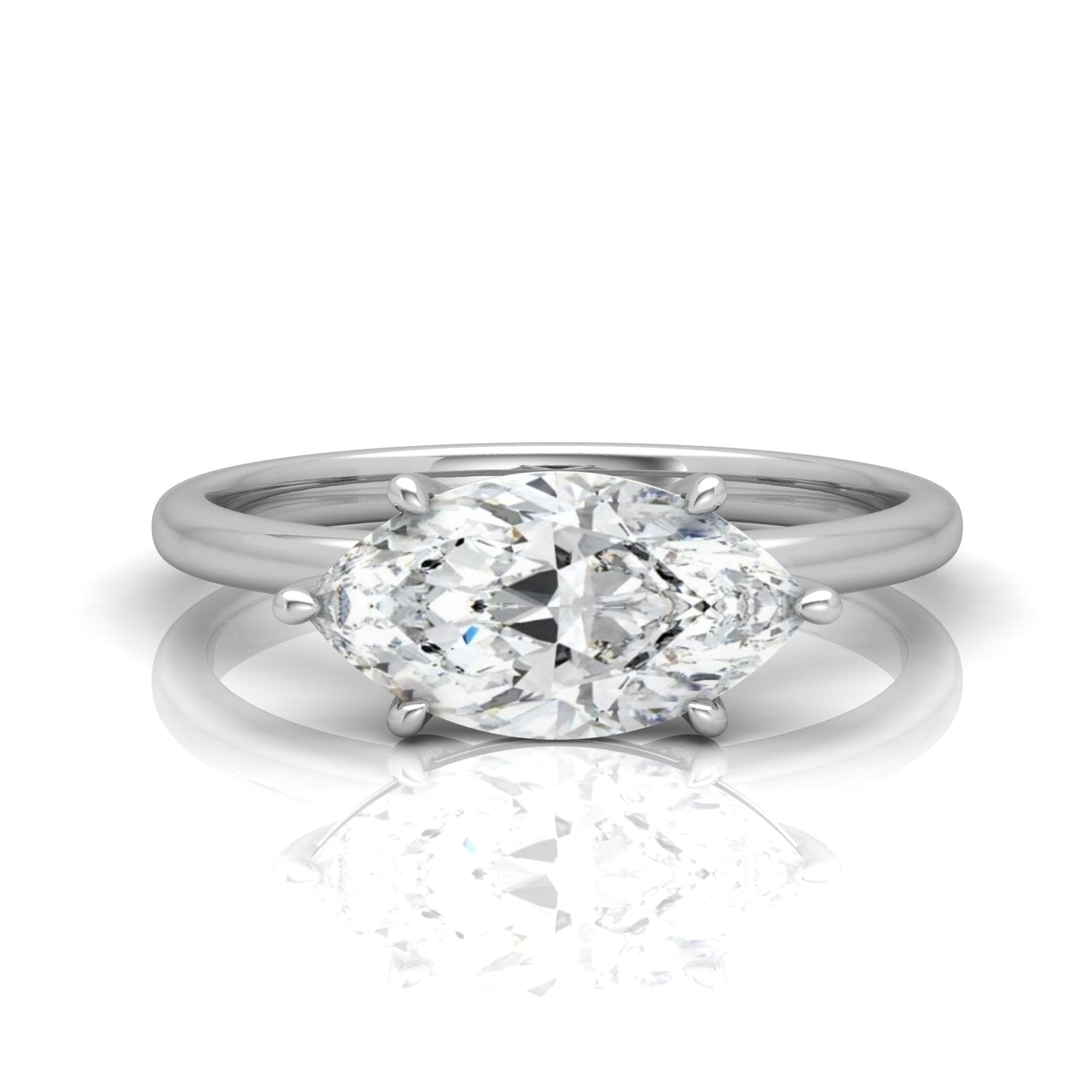 Classic East-West Solitaire Engagement Ring - Marquise