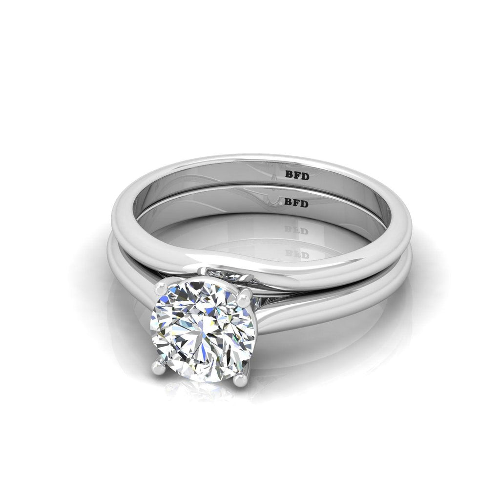 Certified Round Diamond Solitaire Engagement Ring with Matching Band 1.00Carat E/VS