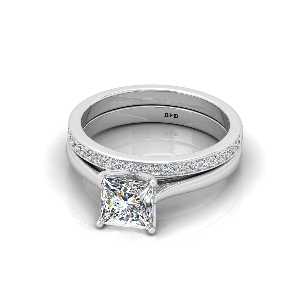 Certified Princess Diamond Bridal Set Engagement Ring
