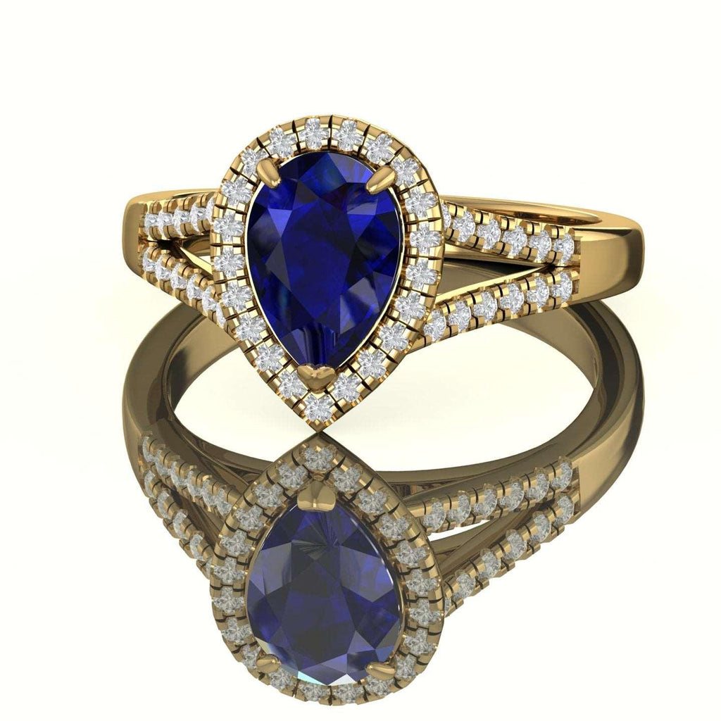 Best Deal..! 2.04Ct Tanzanite Pear & Diamond Halo Engagement Ring In Heavy 18k Gold