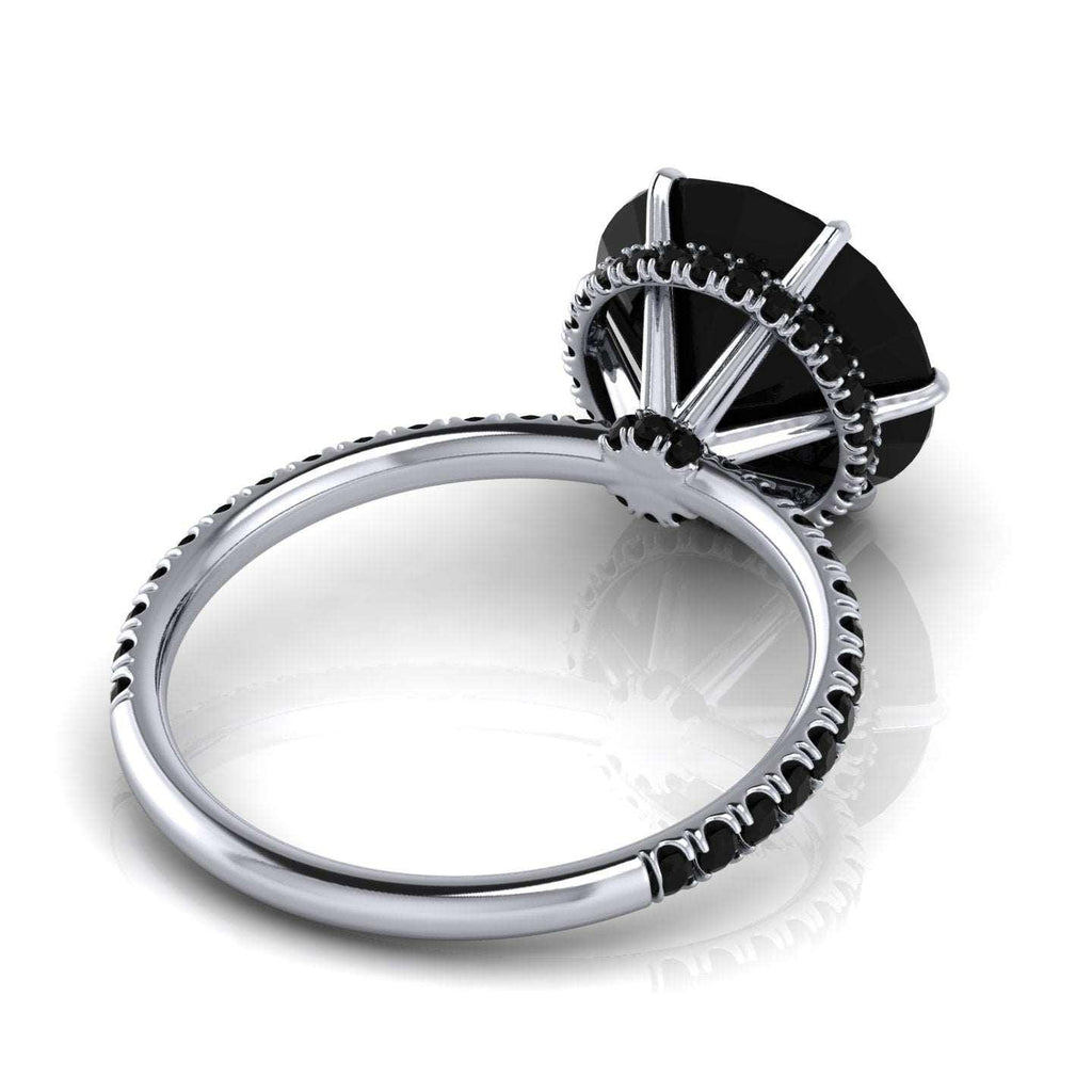 5.00 Carat Big Black Diamond Hidden Halo Engagement Ring For Women's