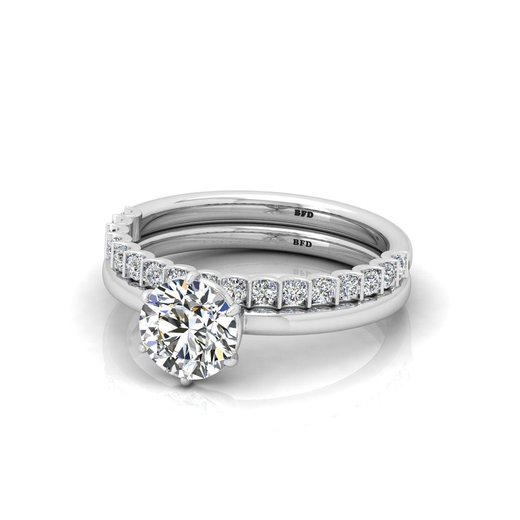 Certified Classic Round Diamond Solitaire Engagement Ring With Matching Band 1.50Ct E/VS