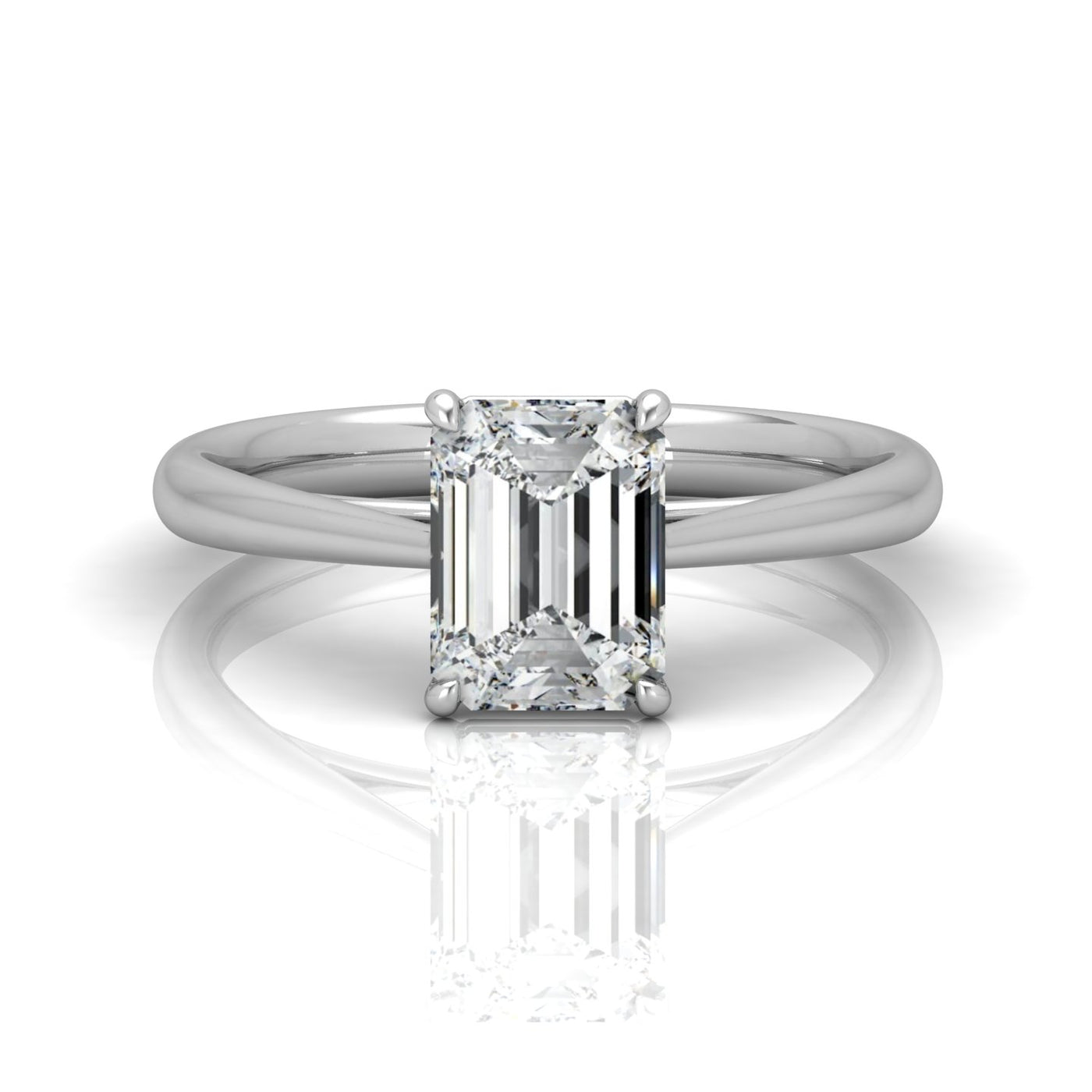 Emerald Diamond Cathedral Solitaire Ring