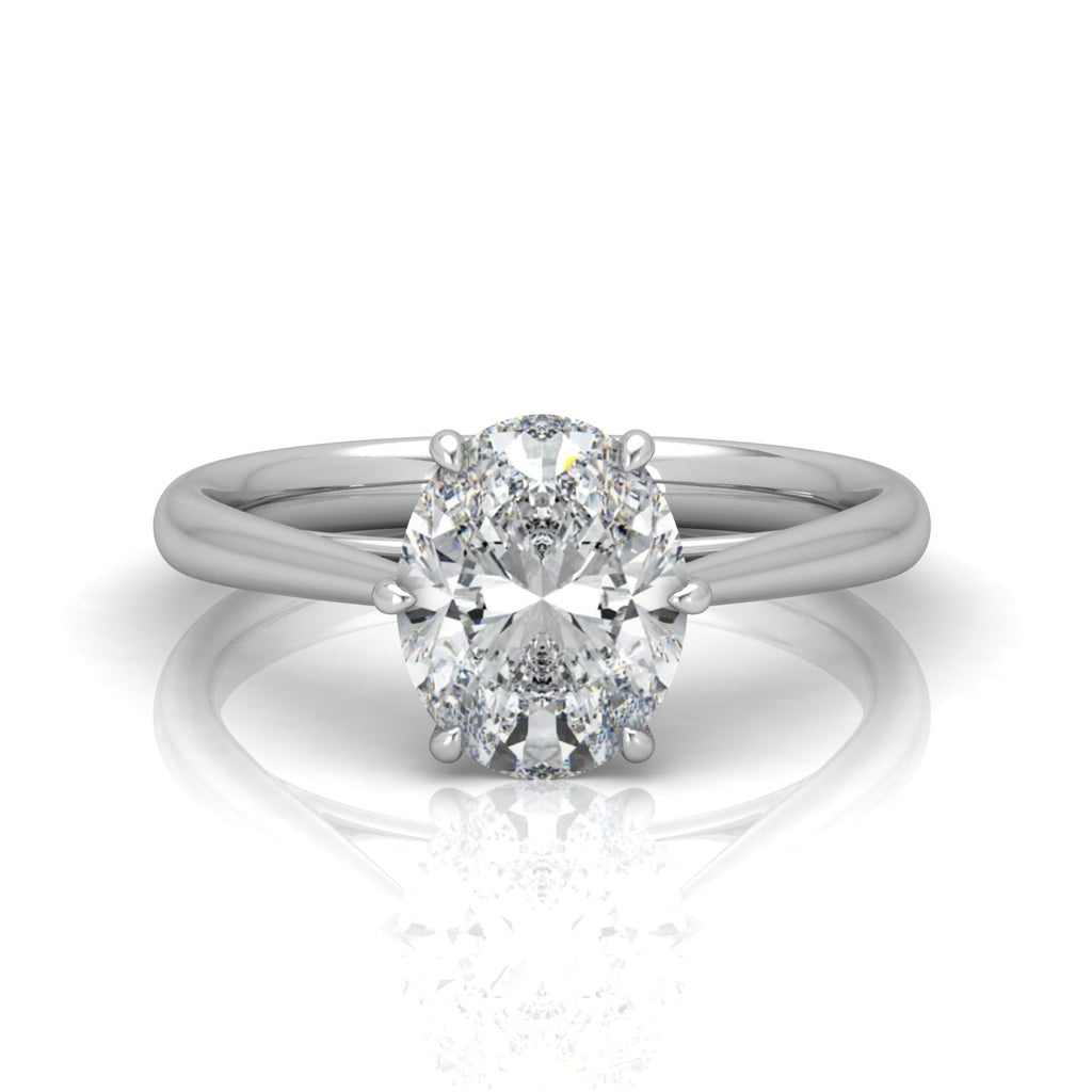 Oval Diamond Cathedral Solitaire Ring