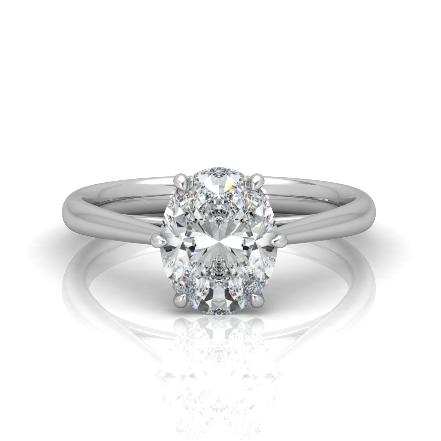 Oval Diamond Cathedral Solitaire Ring