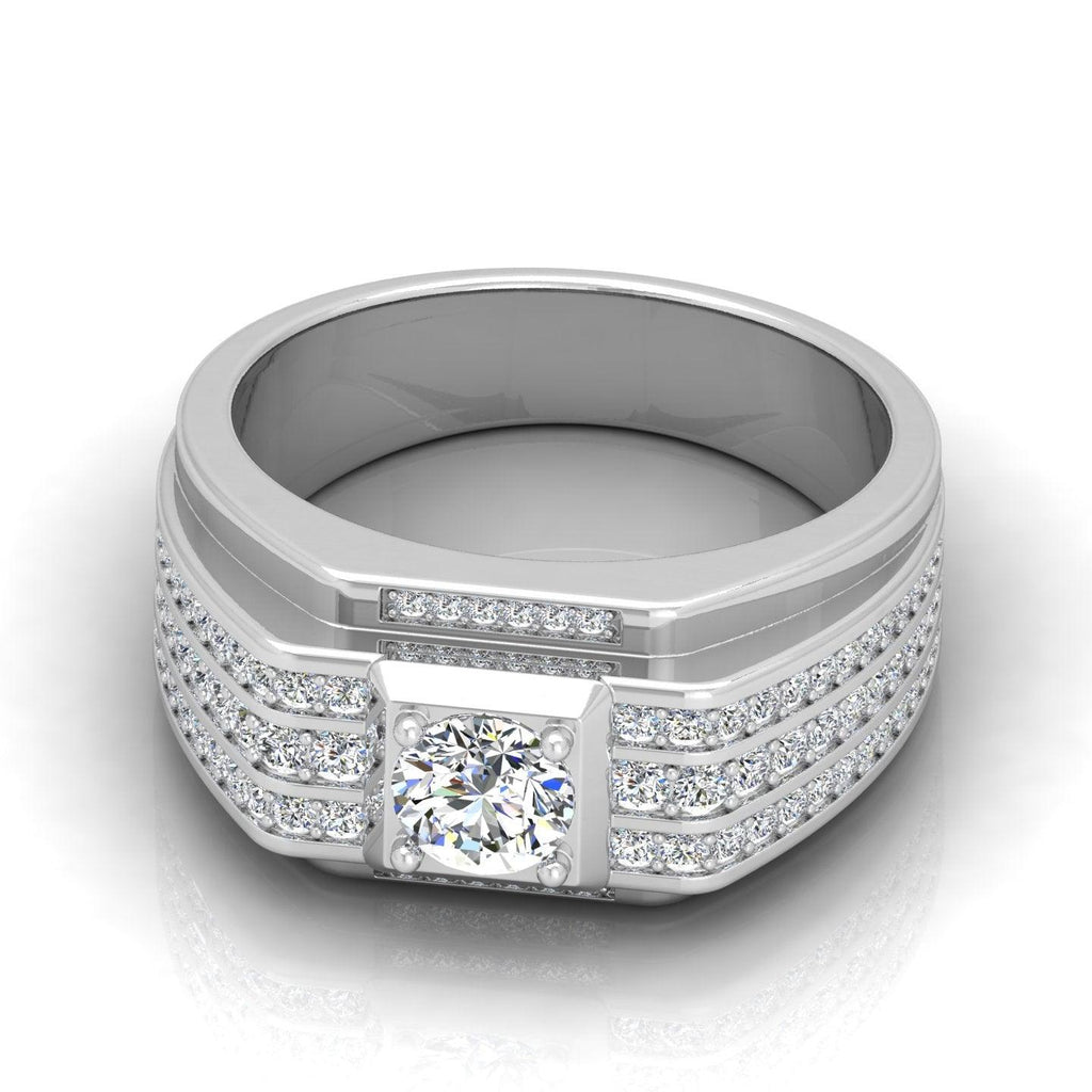 Certified 1.50ct Round Diamond Solitaire with Accents Engagement Ring for Him