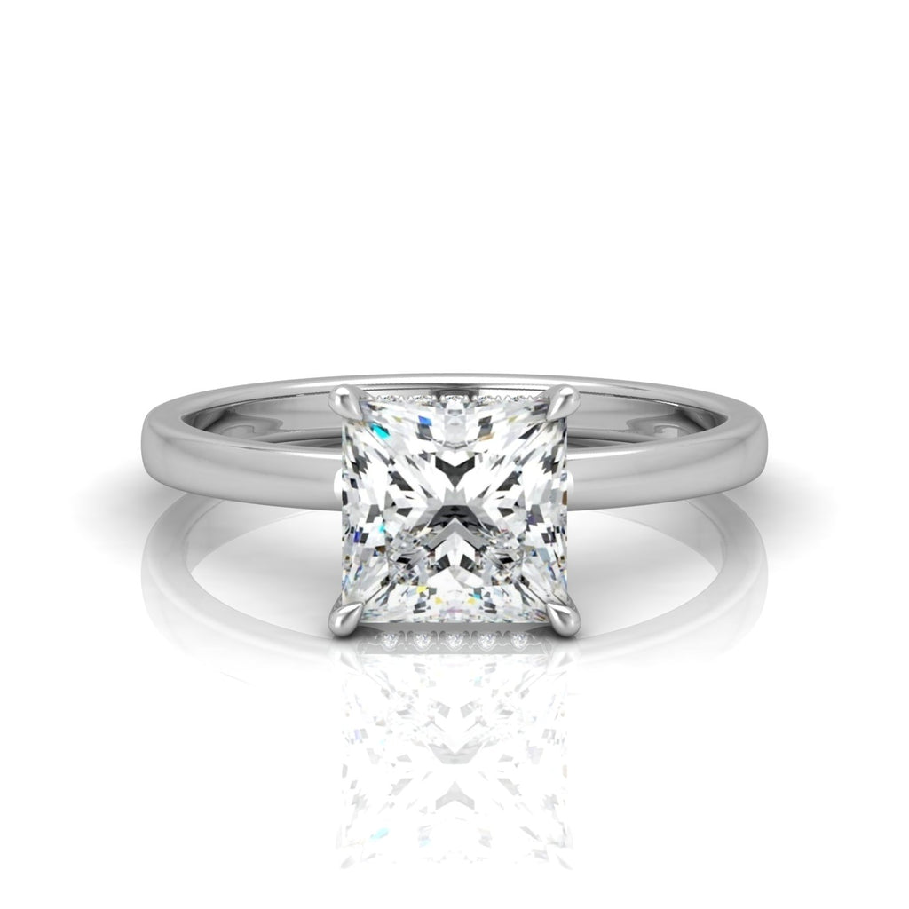 Classic Solitaire Hidden Halo Engagement Ring Princess