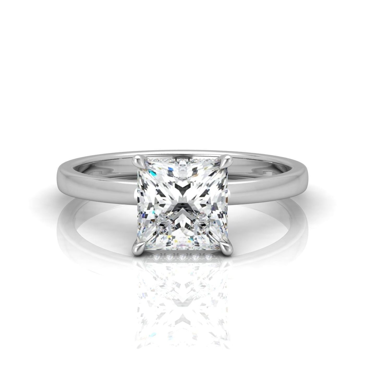 Classic Solitaire Hidden Halo Engagement Ring Princess