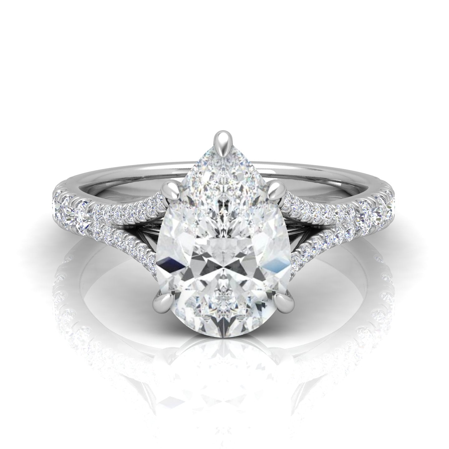 Julie Pear Diamond Split Shank Engagement Ring