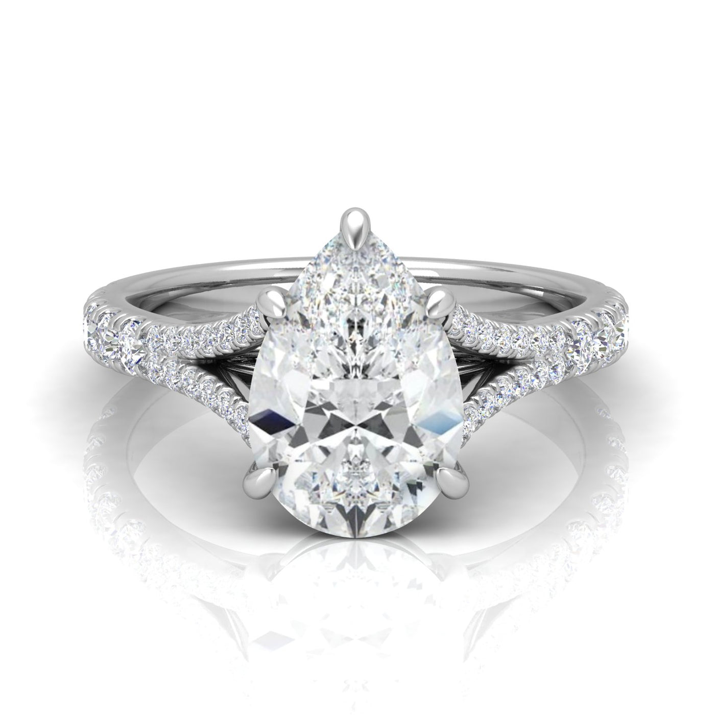 Julie Pear Diamond Split Shank Engagement Ring