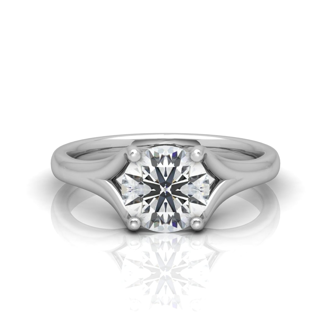 Round Diamond Split Shank Solitaire Engagement Ring