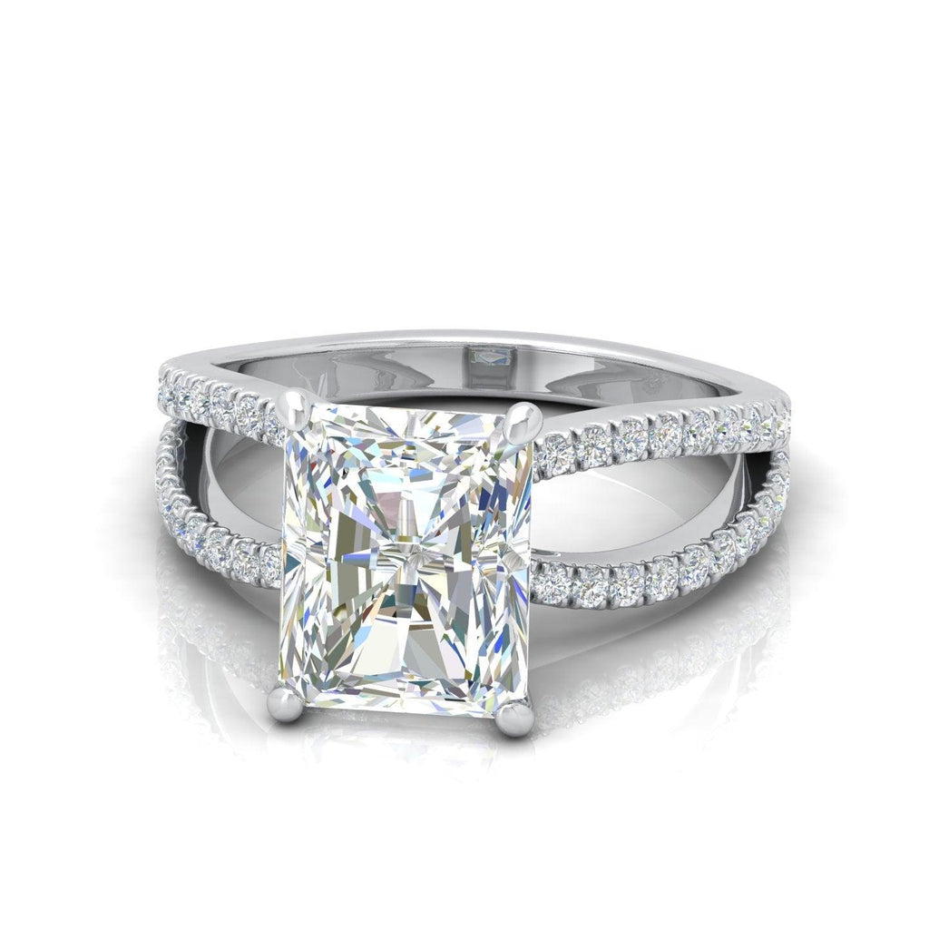 Last Piece 3.50Ct F/VS Radiant Diamond Split Shank Engagement Ring in Platinum