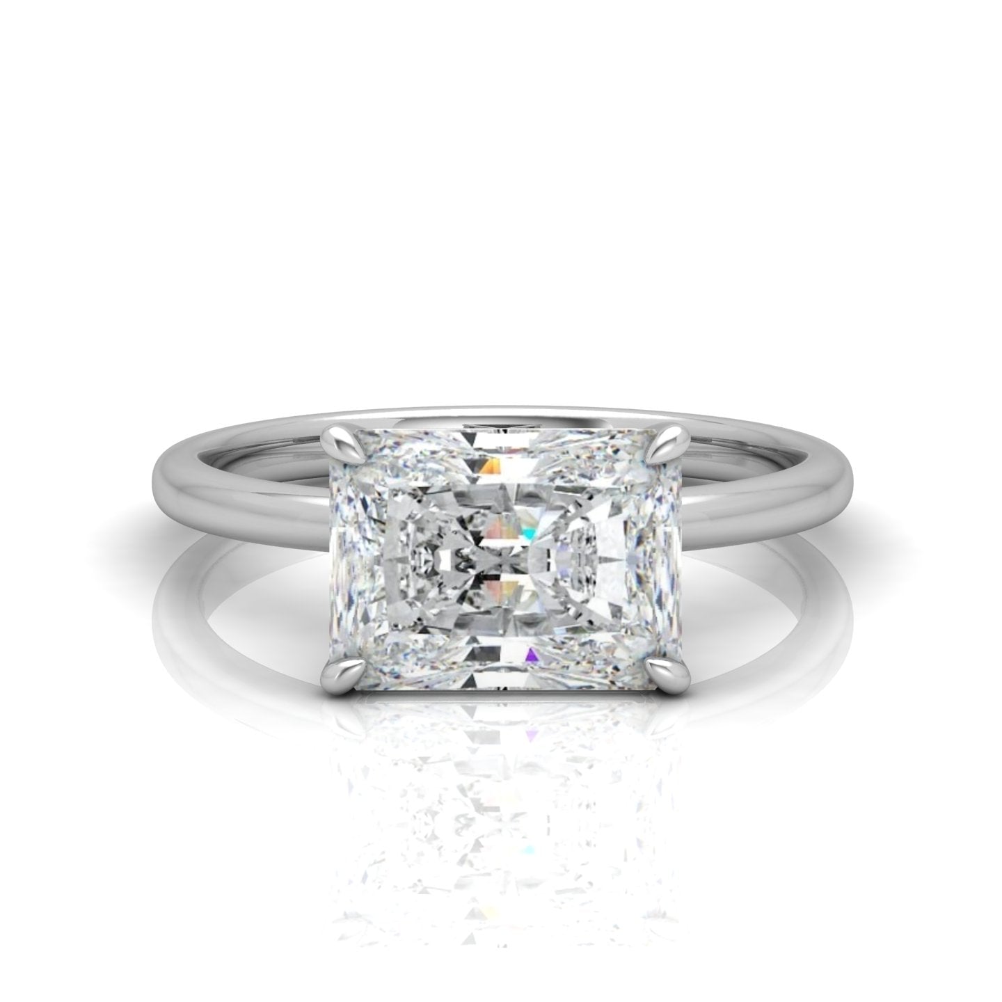 Classic East-West Solitaire Engagement Ring - Radiant