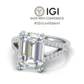 IGI Certified E/VS Emerald Diamond Split Shank Hidden Halo Engagement Ring - amadadiamonds
