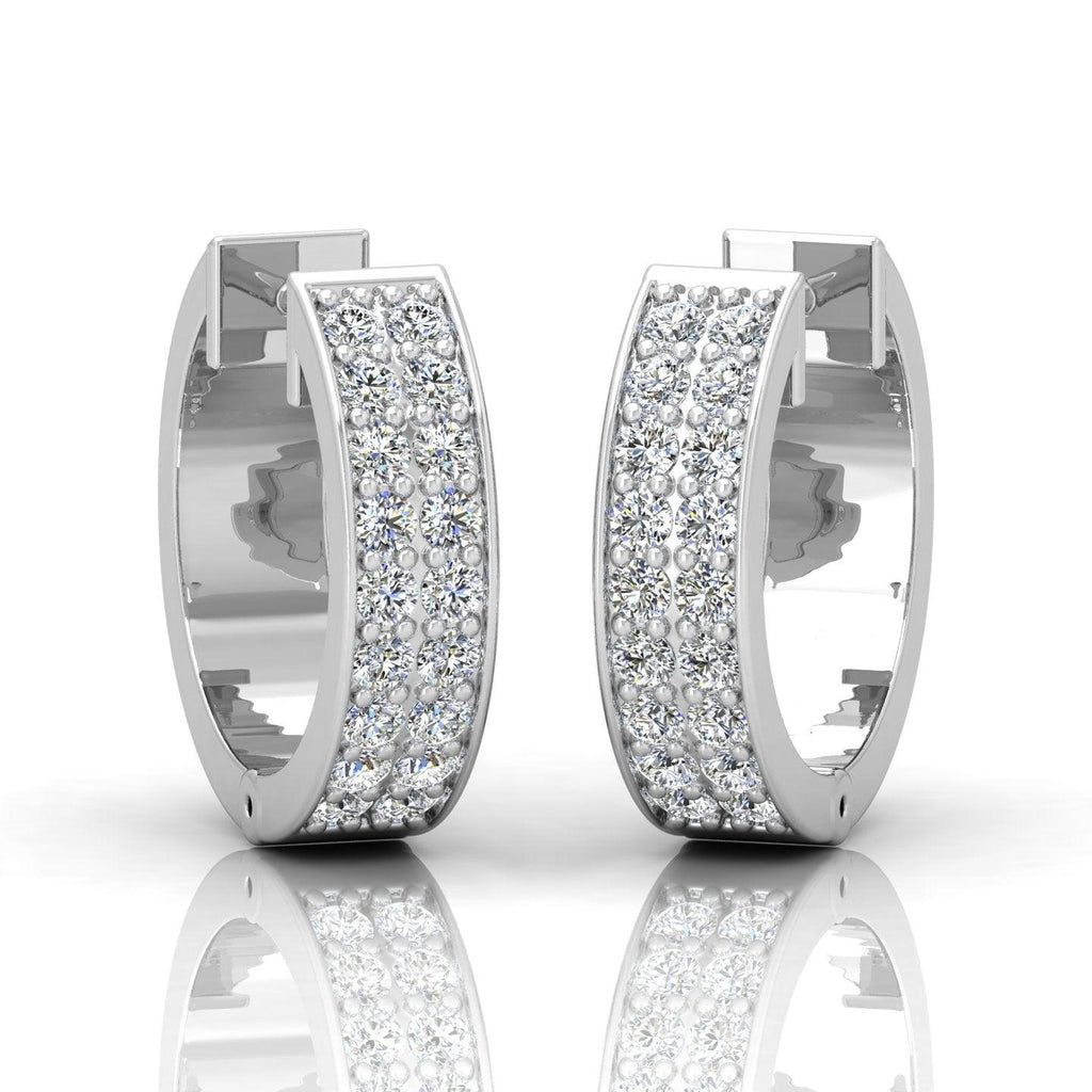 D/VVS 0.25 Carat Round Diamond Designer Hoop Earrings - amadadiamons