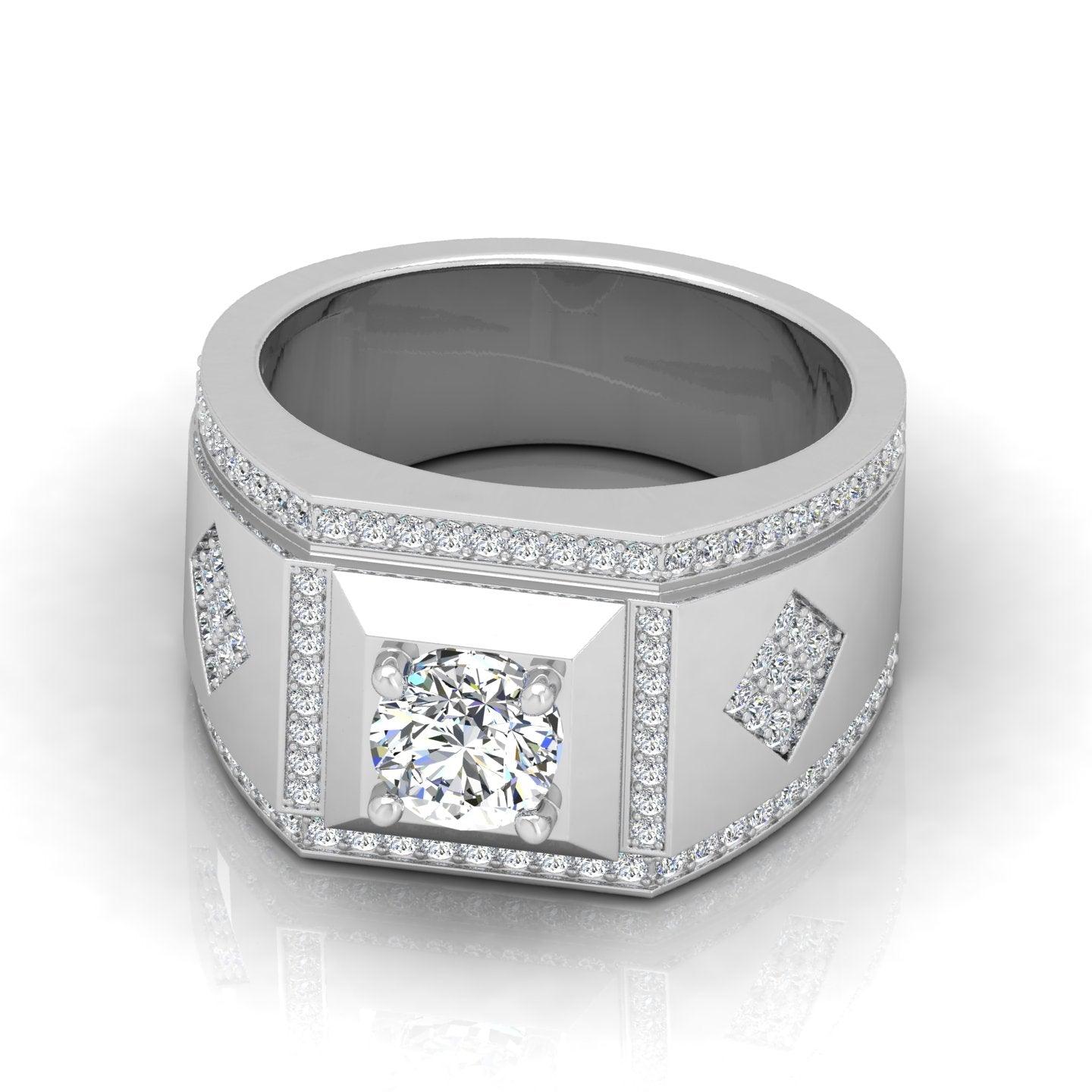 Certified 1.50ct Round Diamond Solitaire with Accents Engagement Ring for Him
