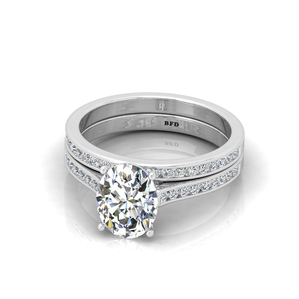 Certified Oval Diamond Bridal Set Engagement Ring With Matching Band 2.00Carat E/VS