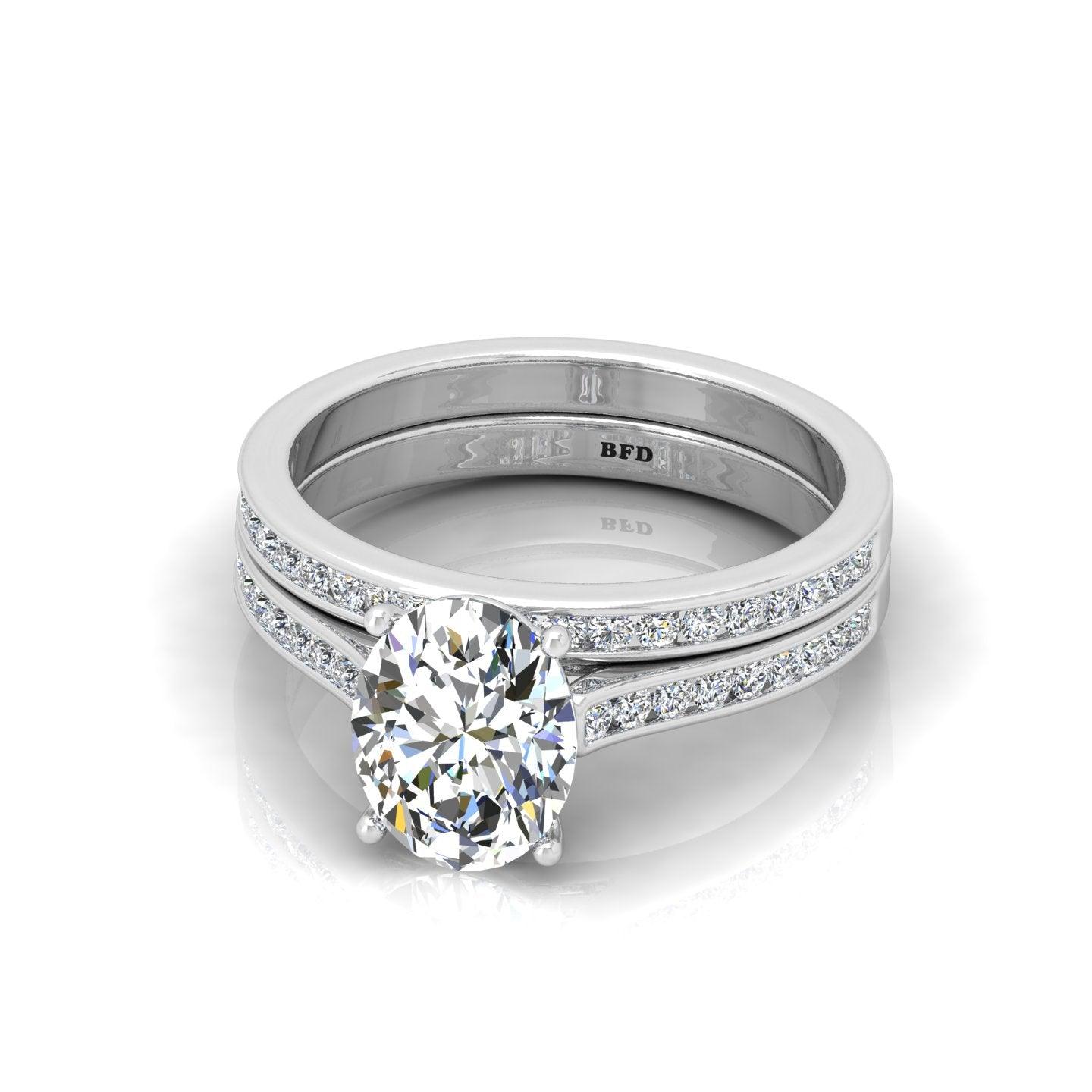 Certified Oval Diamond Bridal Set Engagement Ring With Matching Band 2.00Carat E/VS