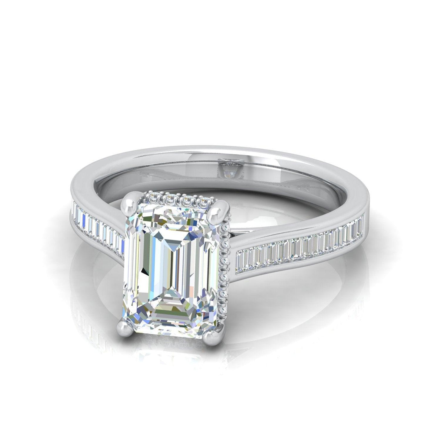 IGI Certified 4.00Ct F/VS Radiant Cut Diamond Hidden Halo Women's Engagement Ring