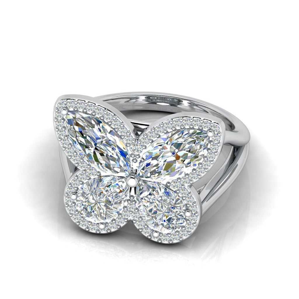 D/VS 4.00 Carat Butterfly Design Vintage Look Engagement Ring - amadadiamonds