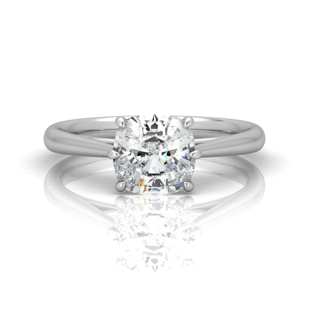 Cushion Diamond Cathedral Solitaire Ring