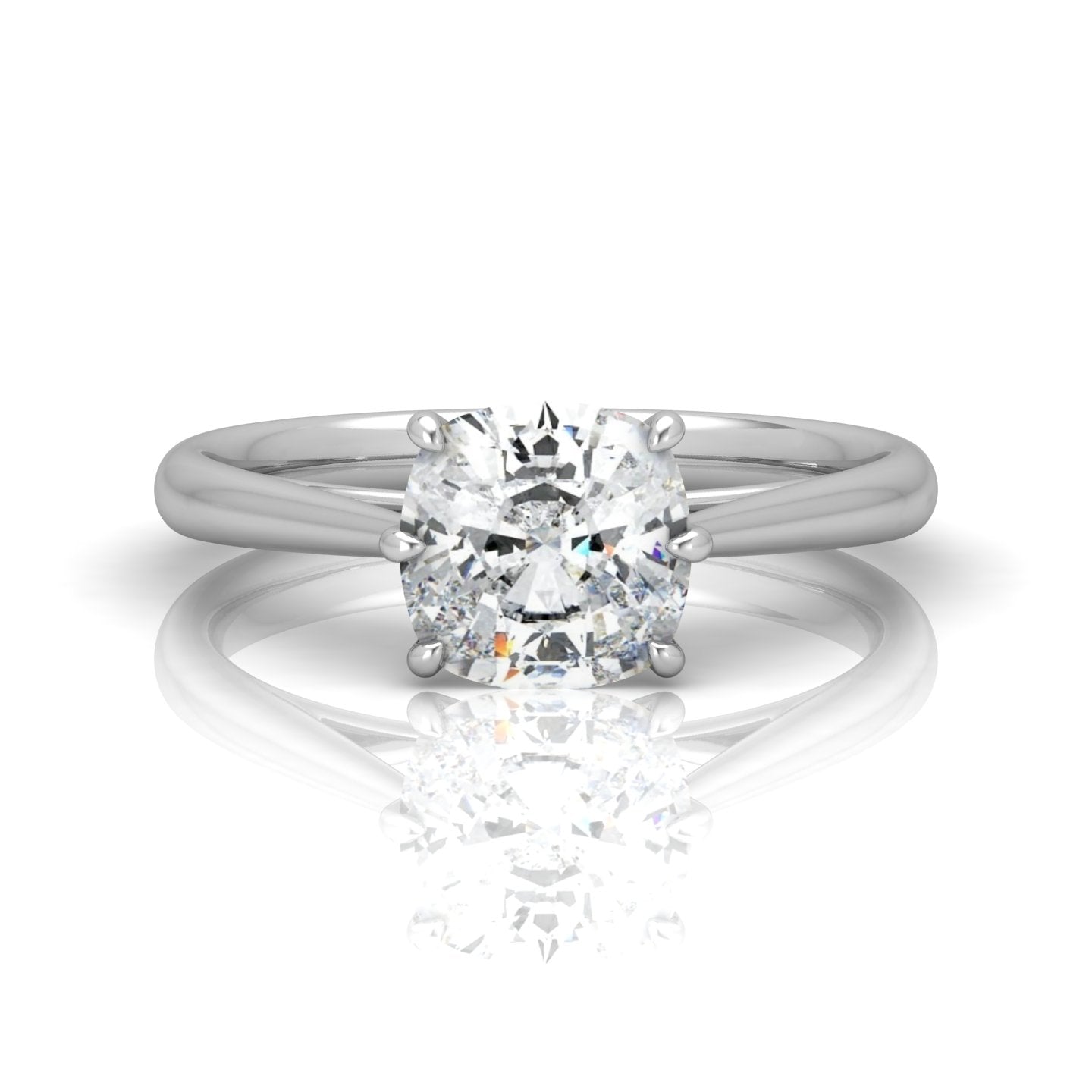 Cushion Diamond Cathedral Solitaire Ring