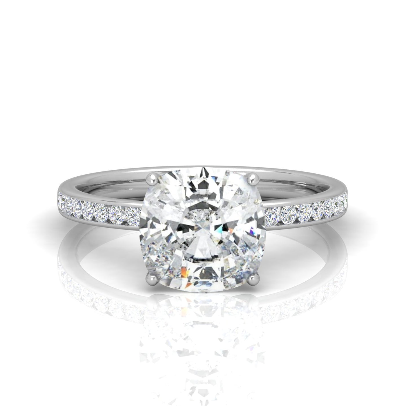 Channel Set Cushion Diamond Engagement Ring