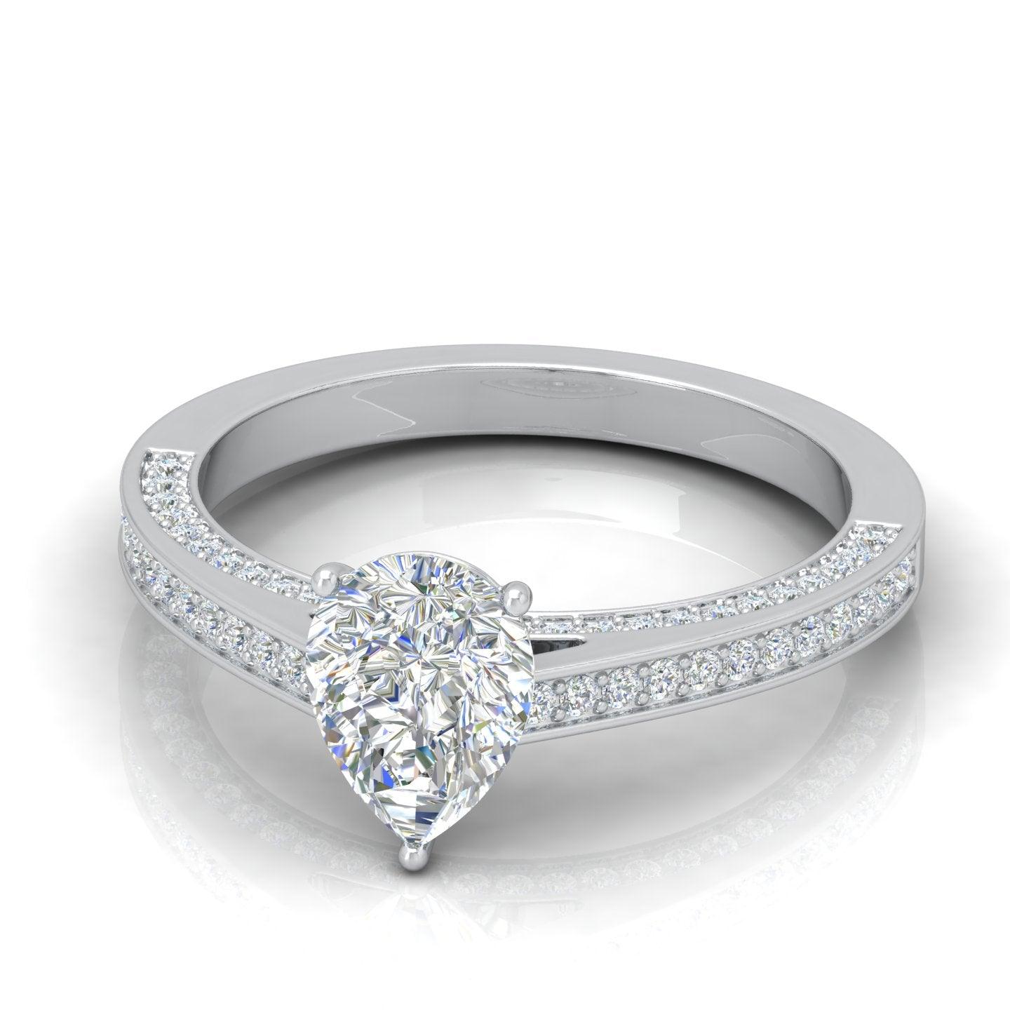 Certified Pear Diamond Engagement Ring 2.00Carat E/VS