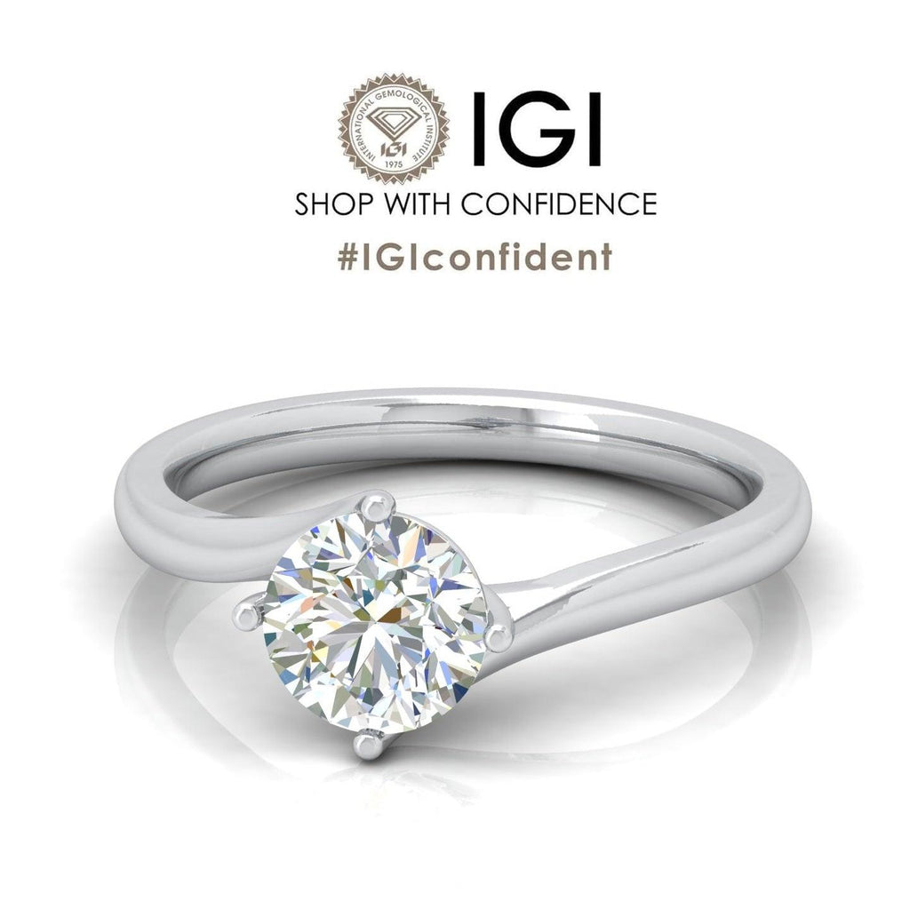 IGI Certified 1.00CT D/VS Classic Round Diamond Solitaire Engagement Ring In 18k Gold