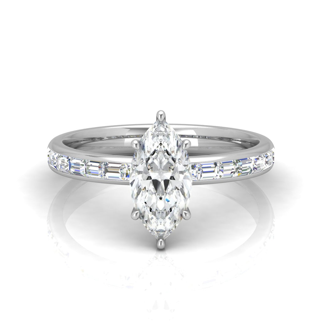 Classic Hidden Halo Channel Set Engagement Ring - Marquise