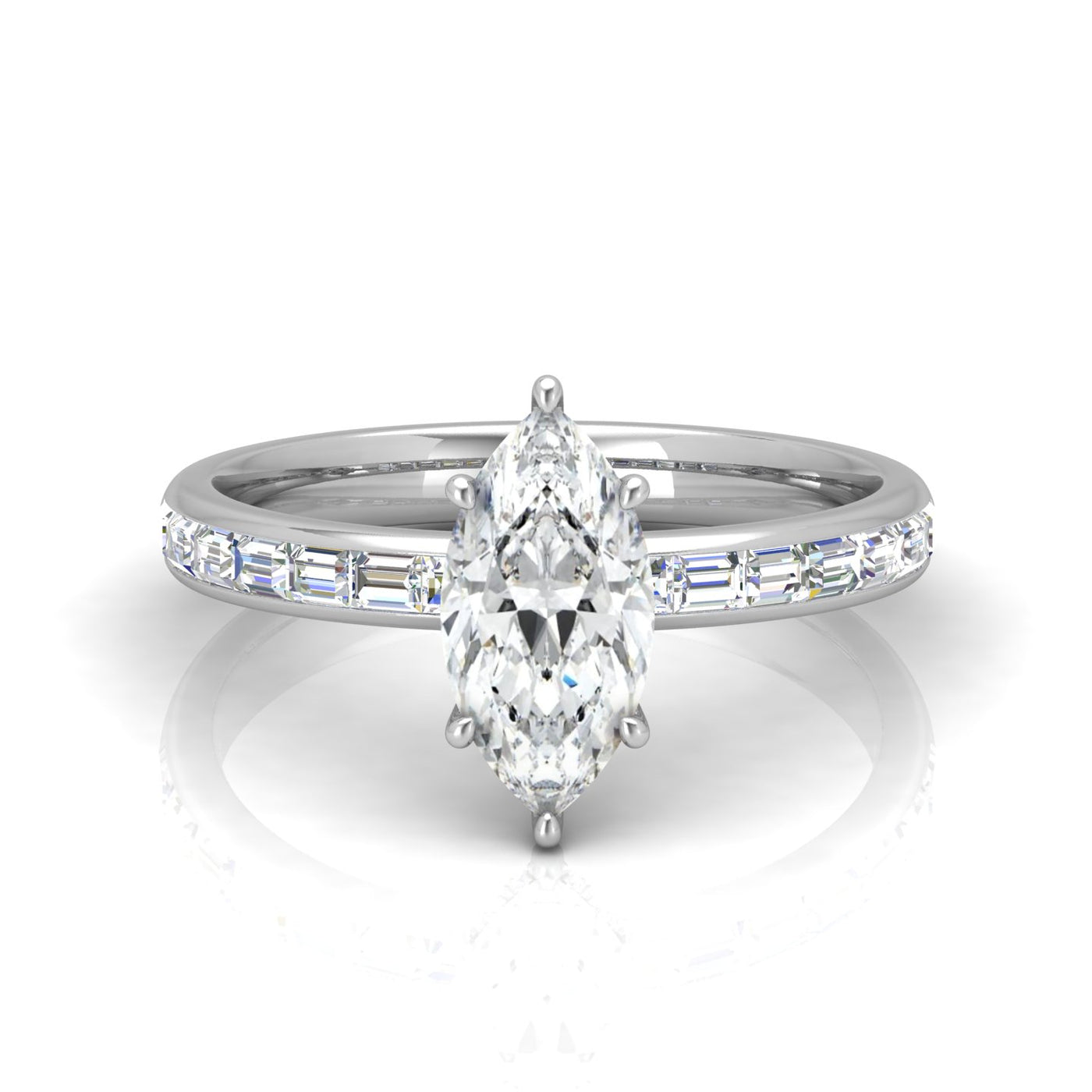 Classic Hidden Halo Channel Set Engagement Ring - Marquise