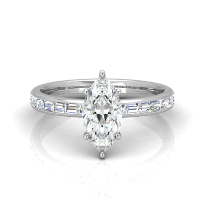 Classic Hidden Halo Channel Set Engagement Ring - Marquise