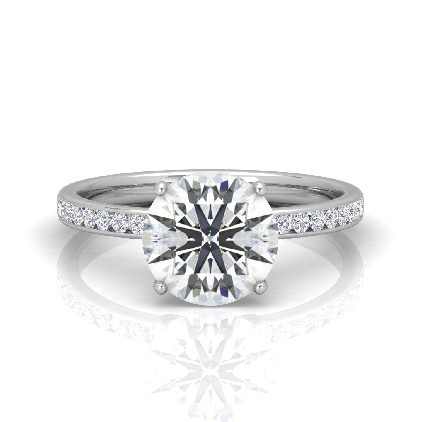 Channel Set Round Diamond Engagement Ring