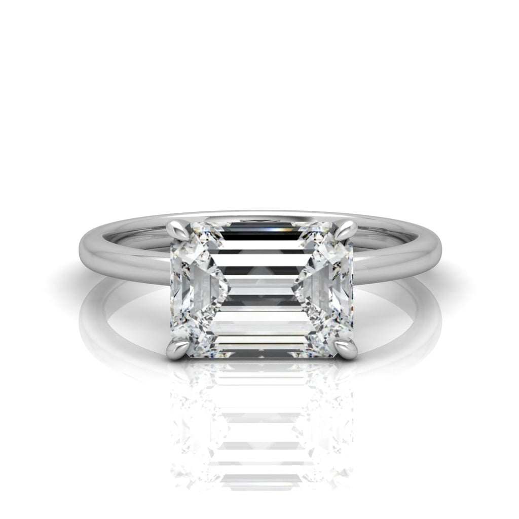 Classic East-West Solitaire Engagement Ring - Emerald