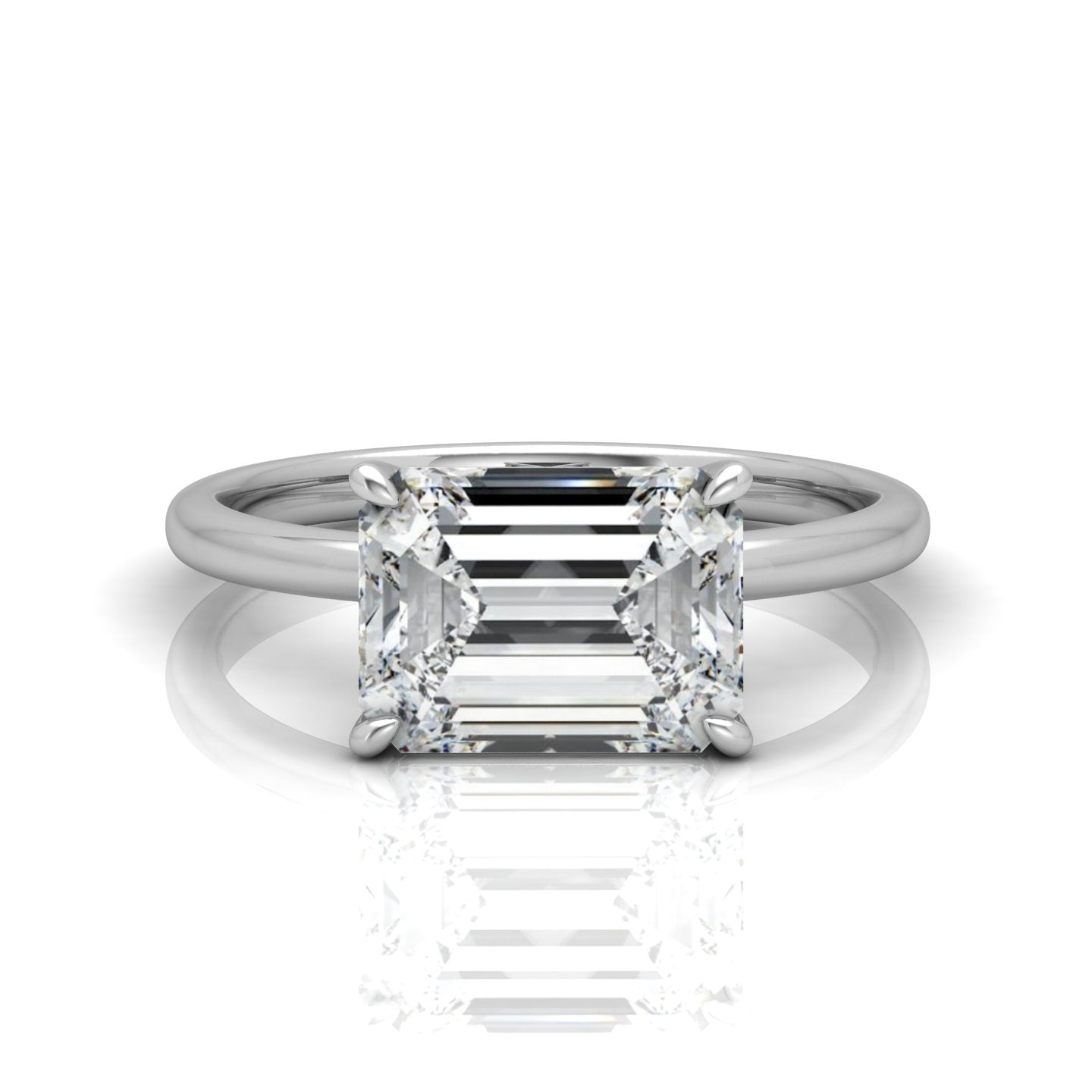 Classic East-West Solitaire Engagement Ring - Emerald