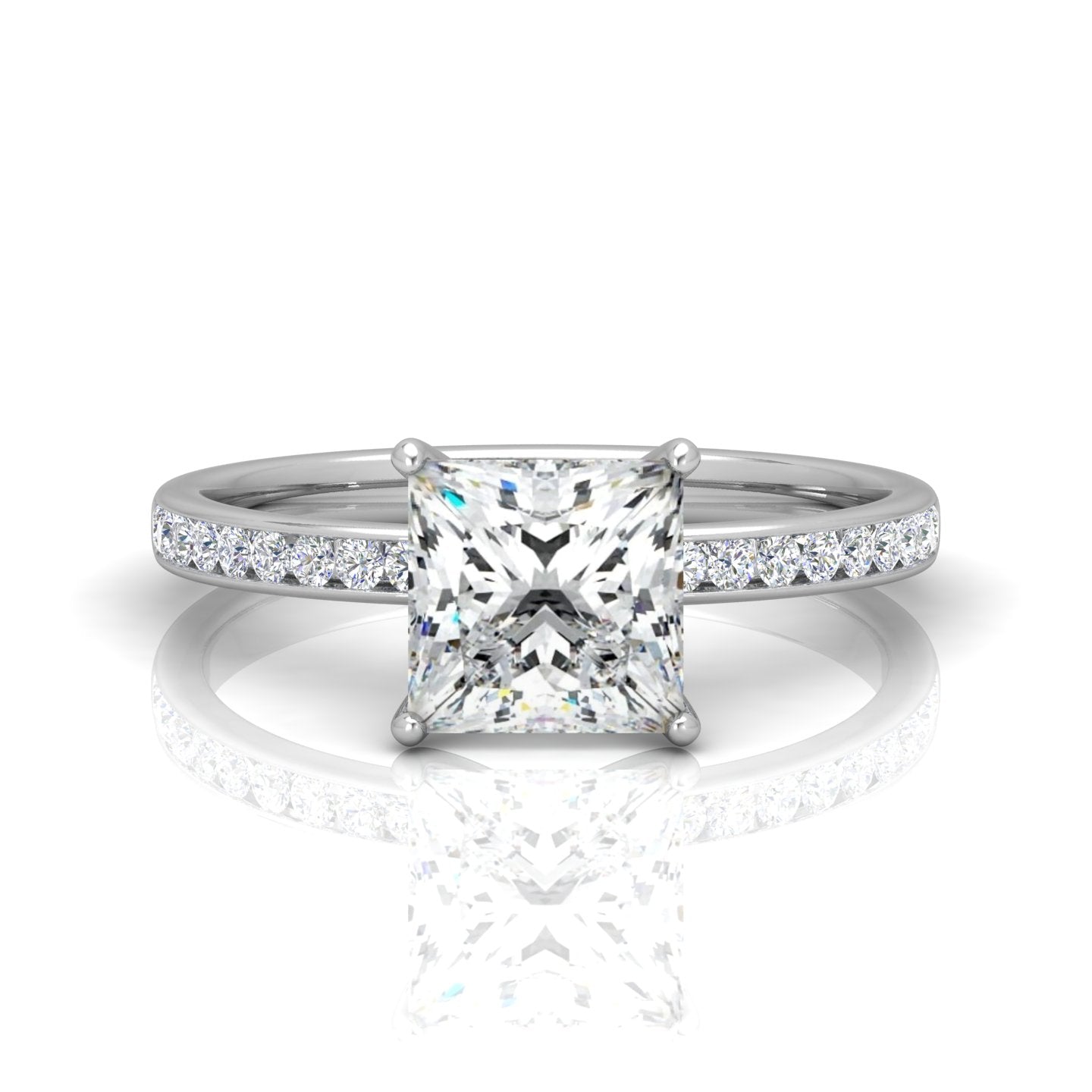 Channel Set Princess Diamond Engagement Ring