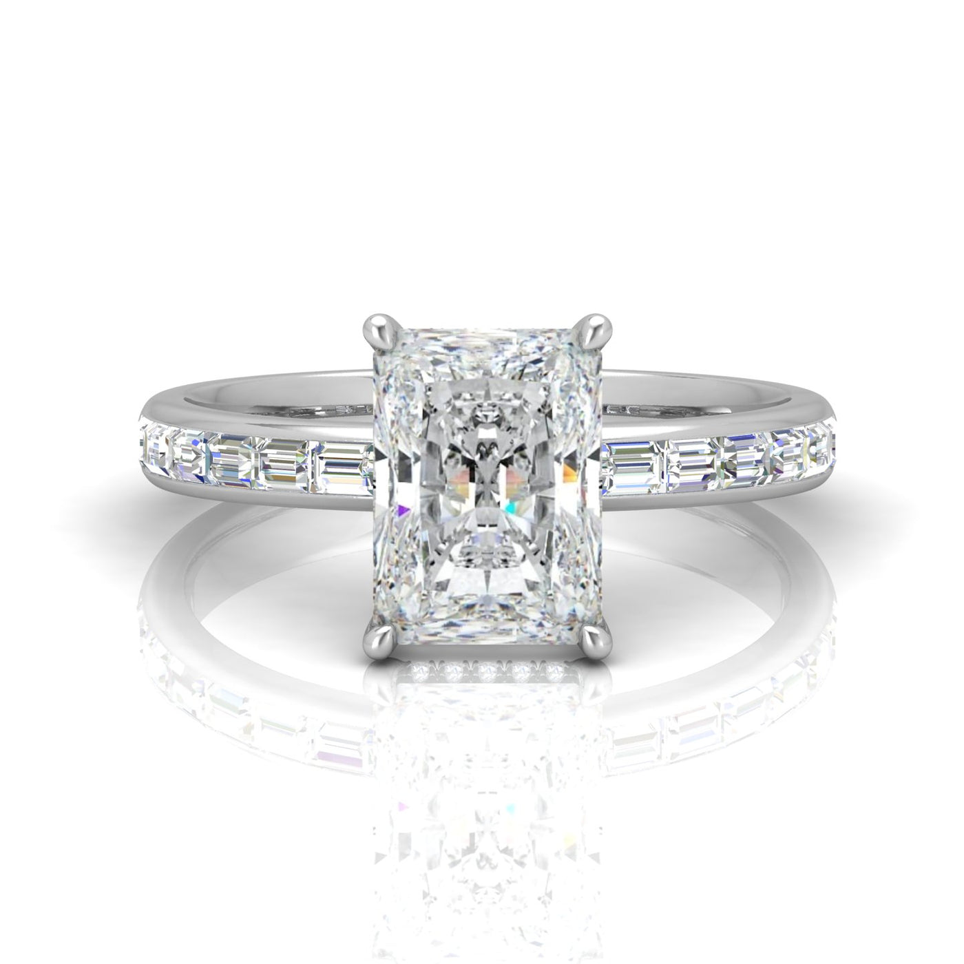 Classic Hidden Halo Channel Set Engagement Ring - Radiant