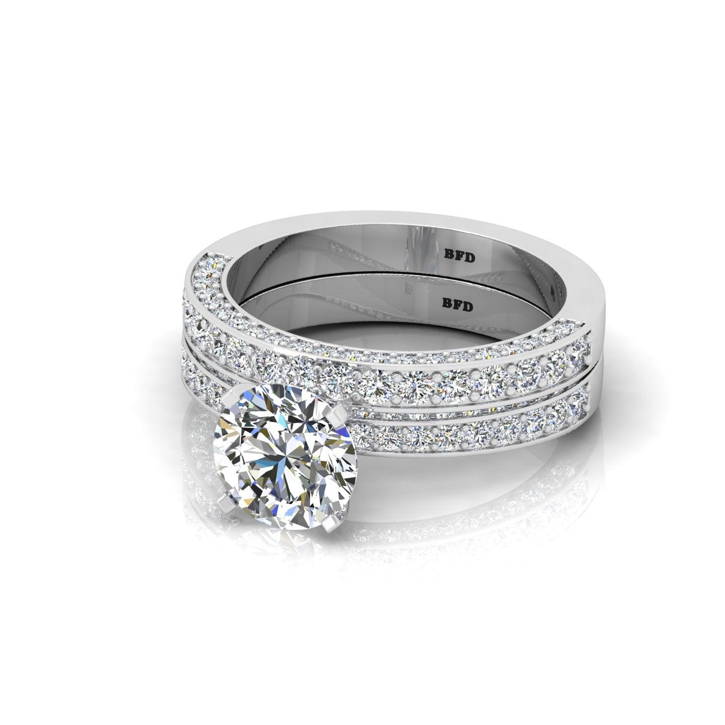 Certified Round Diamond Multi Row Bridal Set Engagement Ring 2.00Carat E/VS