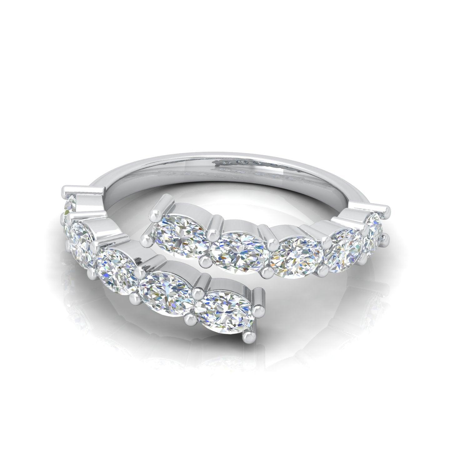 E/VS 2.00 Carat Oval Diamond Half Eternity Designer Ring