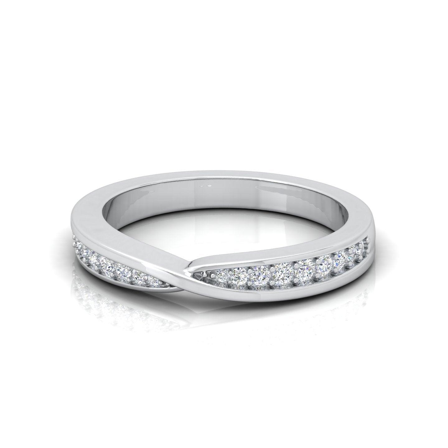 0.25 Carat D/VS Round Diamond Twisted Shank Designer Half Eternity Wedding Ring - amadadiamonds