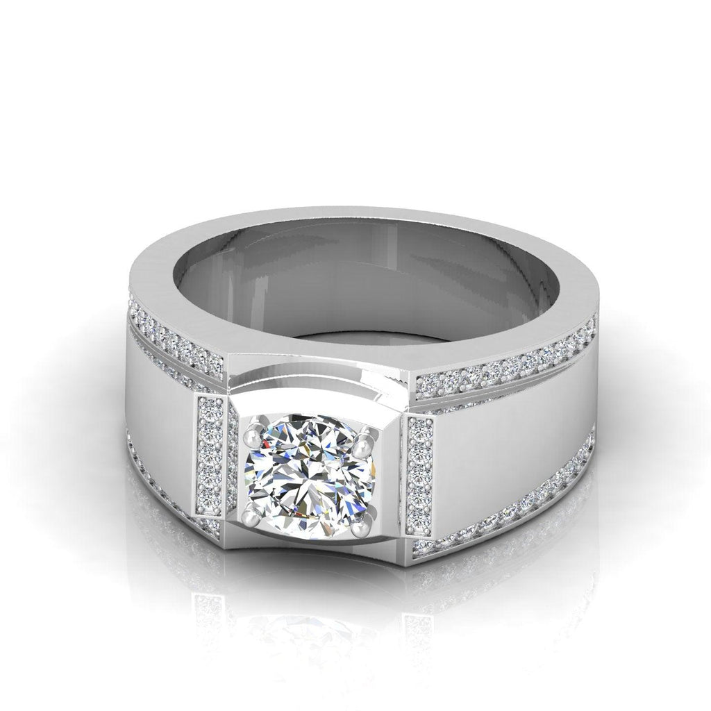 Certified F/VS 1.20Ct Round Diamond Mens Solitaire Ring